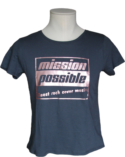 Damen T-Shirt dunkelgrau, Aufdruck roségold - zum Schließen ins Bild klicken