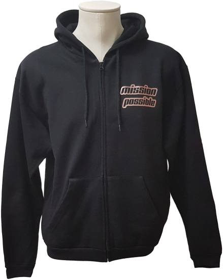 Sweatshirt Jacke in schwarz mit Zipper und Kapuze - Unisex - zum Schließen ins Bild klicken