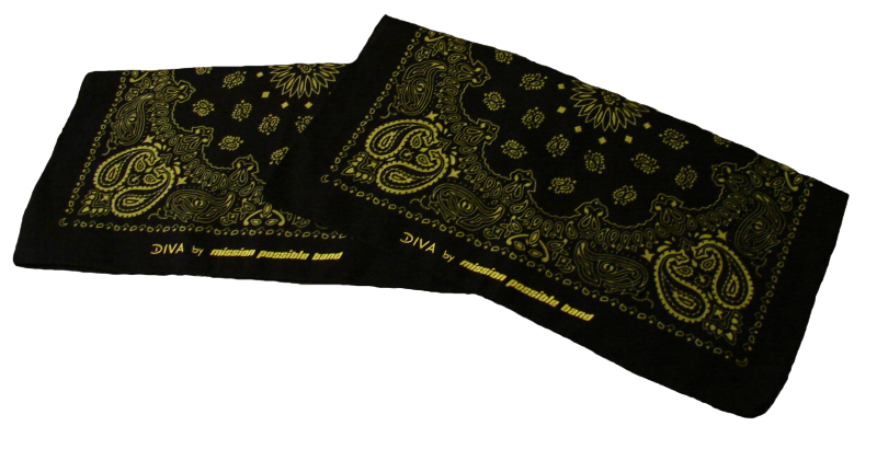 Bandana "DIVA" Baumwolle in Gelb-Schwarz oder Grün-Schwarz – Bild 2