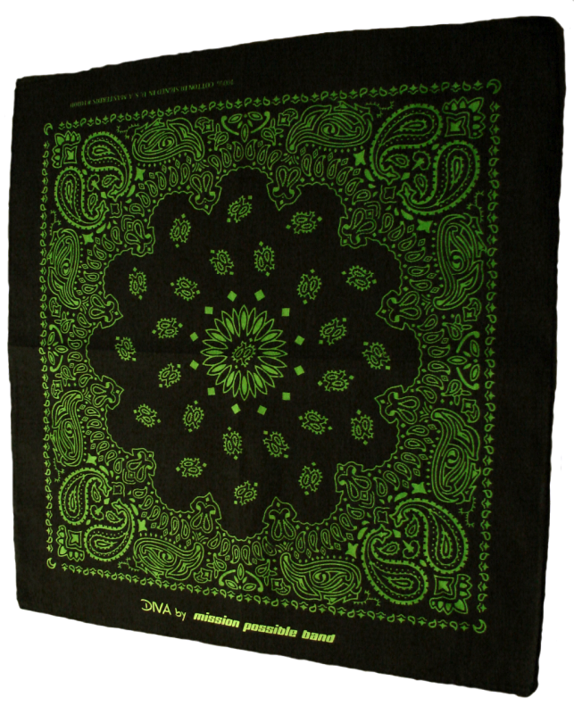 Bandana "DIVA" Baumwolle in Gelb-Schwarz oder Grün-Schwarz – Bild 3