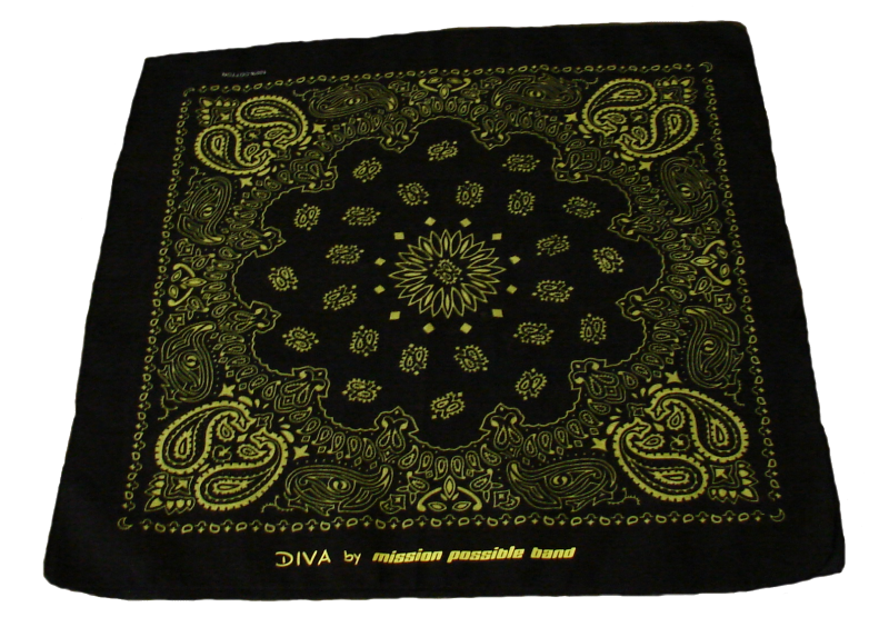 Bandana "DIVA" Baumwolle in Gelb-Schwarz oder Grün-Schwarz