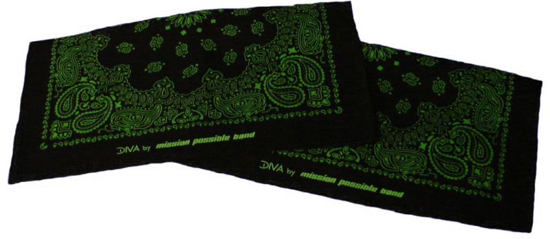 Bandana "DIVA" Baumwolle in Gelb-Schwarz oder Grün-Schwarz – Bild 4