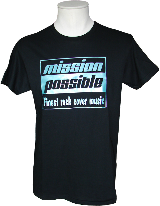 Herren T-Shirt in Schwarz mit Rundhals und metallic Teal Print