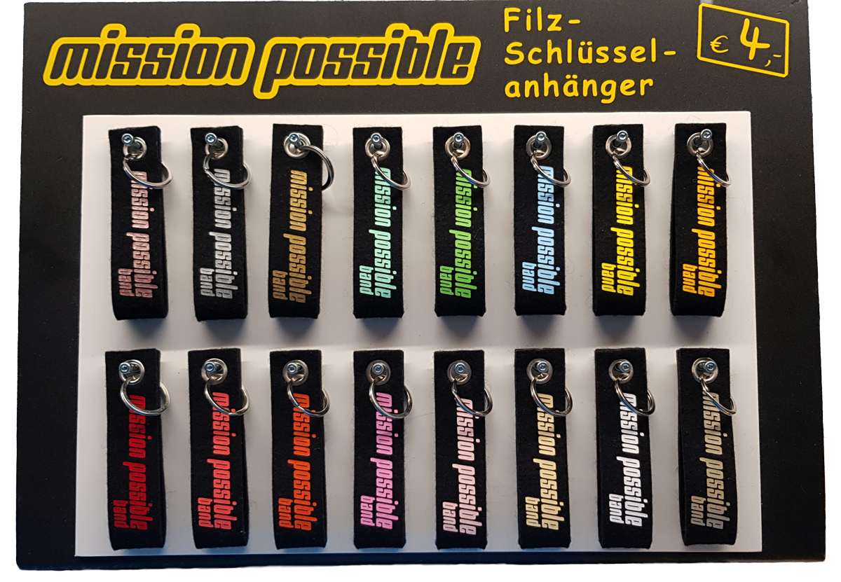 Schlüsselanhänger aus schwarzem Filz mit beidseitigem Aufdruck