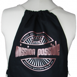 Turnbeutel „Since 2010“ Baumwolle Schwarz mit Aufdruck in Roségold und Silber