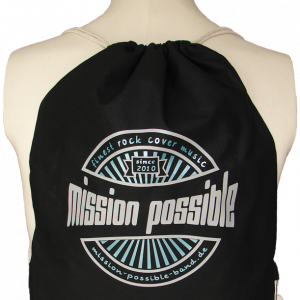 Turnbeutel "since 2010" Baumwolle Schwarz mit Aufdruck in Grau und Teal