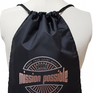 Turnbeutel Ployester „Since 2010“ in Schwarz mit Aufdruck in Roségold und Silber