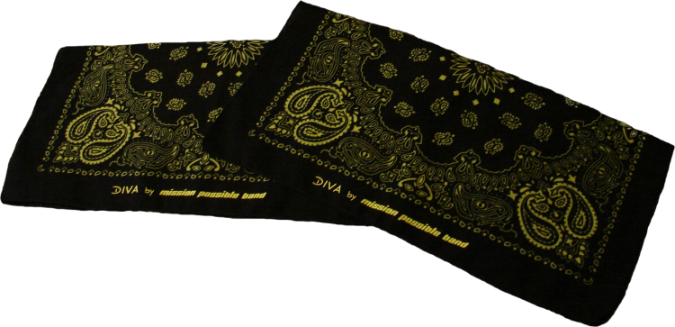 Bandana Tuch "DIVA" mit Paisley Muster in schwarz/gelb - zum Schließen ins Bild klicken