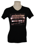 Damen T-Shirt schwarz, Aufdruck roségold, V-Neck